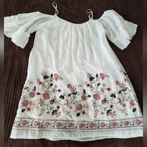 Altar'd State White Knee Length, Embroidered Dress XS